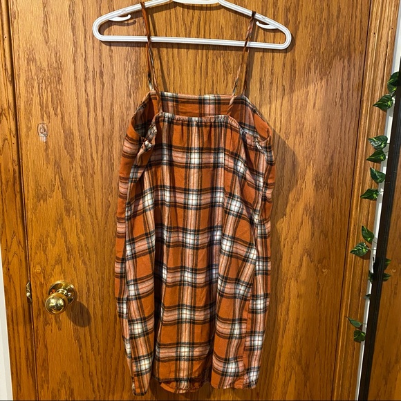 Orange Plaid Mini Dress - Picture 2 of 3